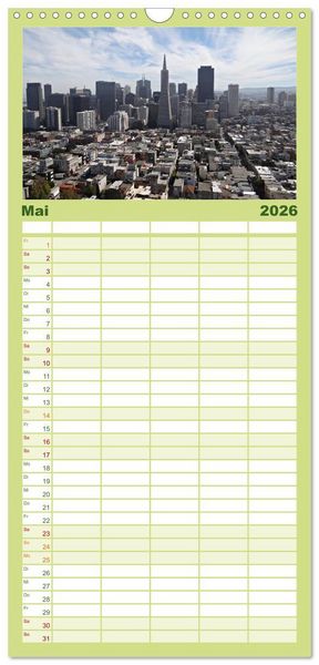 Produktbild: Familienplaner 2026 - San Francisco Westk&uuml;ste USA mit 5 Spalten (Wandkalender, 21 x 45 cm) CALVENDO