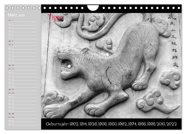 Produktbild: Das Chinesische Horoskop / Geburtstagskalender (Wandkalender 2026 DIN A4 quer), CALVENDO Monatskalender