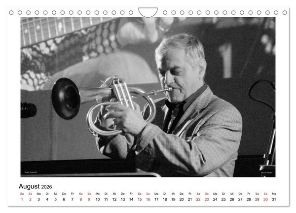 Produktbild: Internationale Meister des Jazz in Schwarzwei&szlig; (Wandkalender 2026 DIN A4 quer), CALVENDO Monatskalender