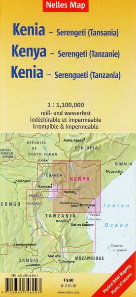 Produktbild: Nelles Map Landkarte Kenya - Serengeti (Tanzania) | Kenia - Serengeti (Tansania) | Kenya - Serengeti (Tanzanie) | Kenia - Serengueti (Tanzania)