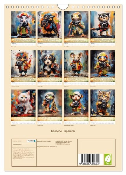 Produktbild: Tierische Paparazzi (Wandkalender 2026 DIN A4 hoch), CALVENDO Monatskalender