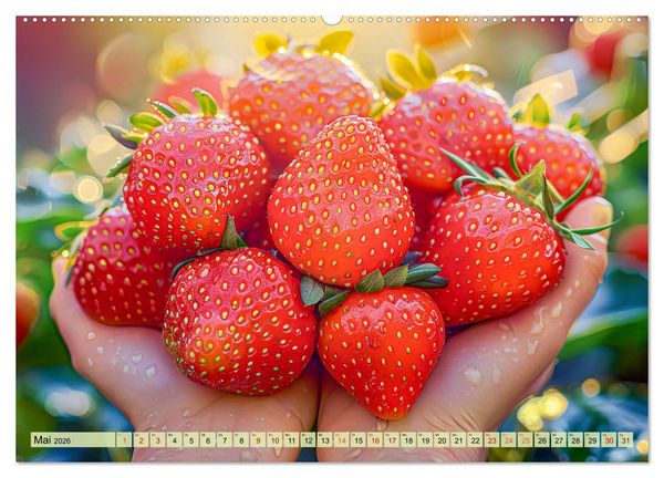 Produktbild: Erntegl&uuml;ck - Eine handvoll s&uuml;&szlig;er Fr&uuml;chte zum Anbei&szlig;en (hochwertiger Premium Wandkalender 2026 DIN A2 quer), Kunstdruck in Hochglanz