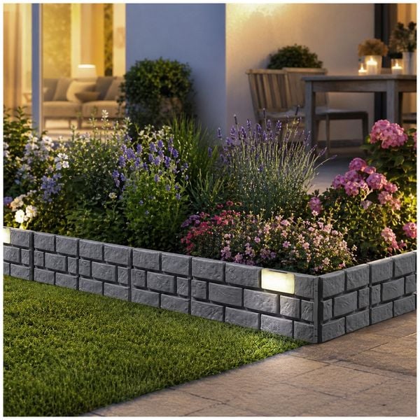 Produktbild: HTI-Living Beetkantenset Solar Ziegelsteinoptik, 12tlg. Grau