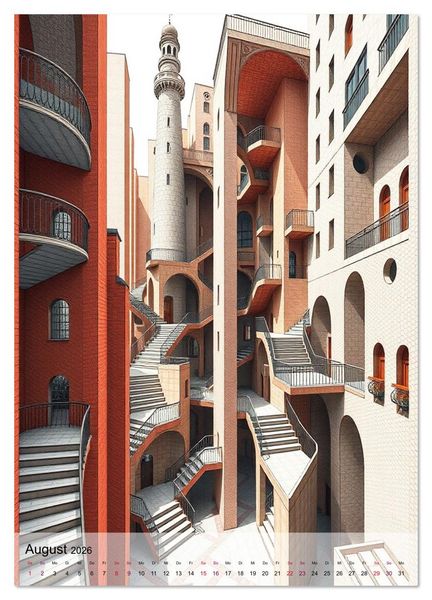 Produktbild: Architekturen des Unm&ouml;glichen - Zwischen Realit&auml;t und Illusion (Wandkalender 2026 DIN A2 hoch), CALVENDO Monatskalender