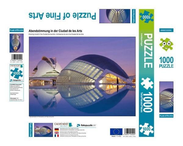 CALVENDO Puzzle Abendstimmung in der Ciudad de les Arts | 1000 Teile Lege-Größe 64x48cm Foto-Puzzle für glückliche Stunden