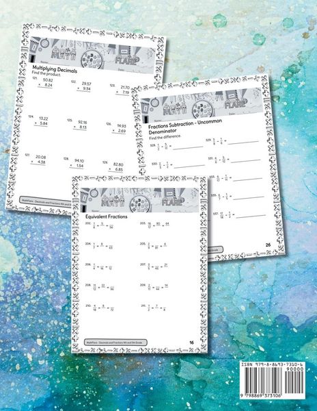 Produktbild: Decimals and Fractions Math Workbook 4th and 5th Grade