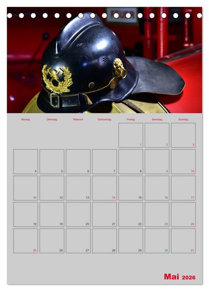 Produktbild: Alte Feuerwehrhelme - Terminplaner (Tischkalender 2026 DIN A5 hoch), CALVENDO Monatskalender