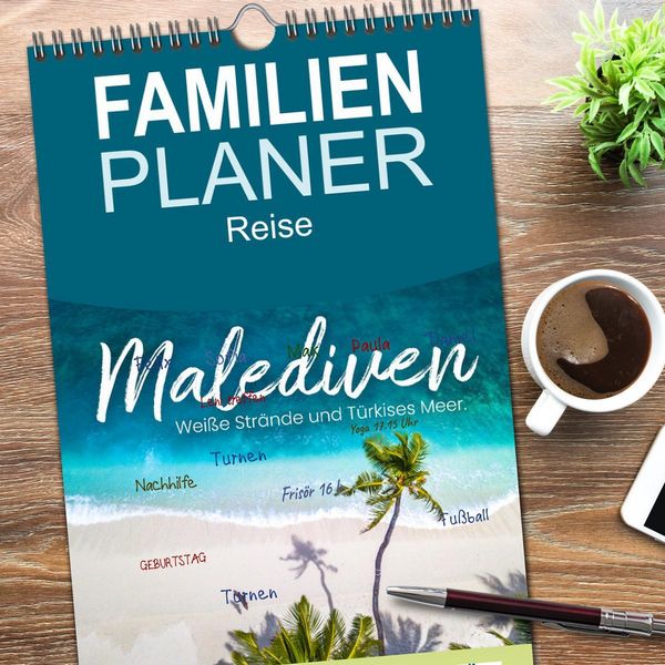 Produktbild: Familienplaner 2026 - Malediven - Wei&szlig;e Str&auml;nde und T&uuml;rkises Meer. mit 5 Spalten (Wandkalender, 21 x 45 cm) CALVENDO