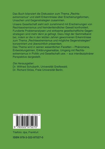 Produktbild: Rechtsextremismus in der Bundesrepublik Deutschland