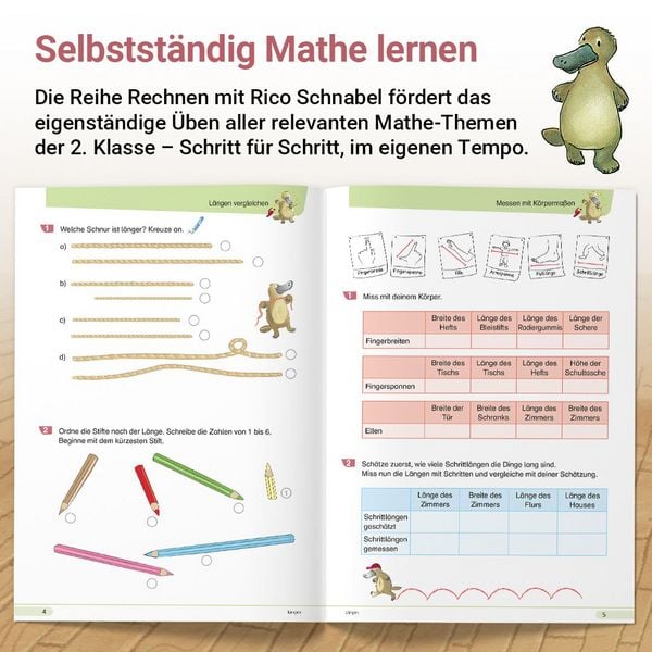 Produktbild: Rechnen mit Rico Schnabel Klasse 2, Heft 3 &ndash; Selbstst&auml;ndig Gr&ouml;&szlig;en und Sachrechnen trainieren