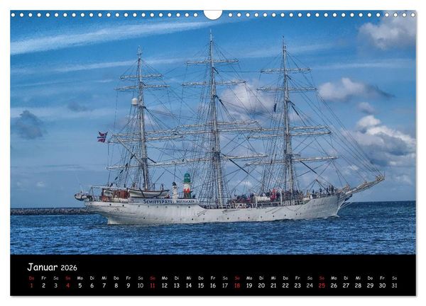 Produktbild: Windjammer vor Warnem&uuml;nde (Wandkalender 2026 DIN A3 quer), CALVENDO Monatskalender