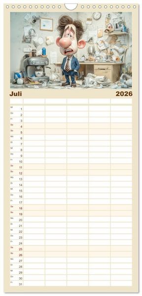 Produktbild: Familienplaner 2026 - Pause ist, wenn der Drucker druckt mit 5 Spalten (Wandkalender, 21 x 45 cm) CALVENDO