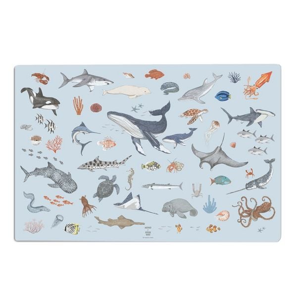 Produktbild: Scriptum Schreibtischunterlage f&uuml;r Kinder Meerestiere - 60 x 40 cm - aus premium Vinyl