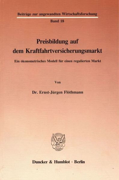 Produktbild: Preisbildung auf dem Kraftfahrtversicherungsmarkt.