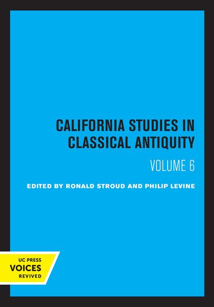 Produktbild: California Studies in Classical Antiquity, Volume 6
