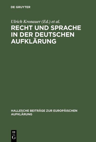 Produktbild: Recht und Sprache in der deutschen Aufkl&auml;rung