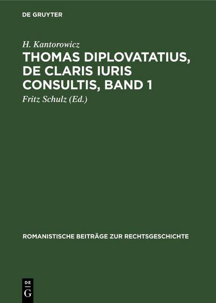 Produktbild: Thomas Diplovatatius, De claris iuris consultis, Band 1