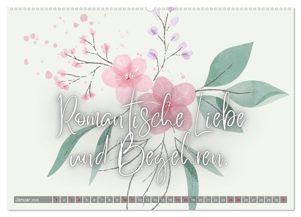 Produktbild: Flower Romance - Romantischer Bl&uuml;tenzauber (hochwertiger Premium Wandkalender 2026 DIN A2 quer), Kunstdruck in Hochglanz
