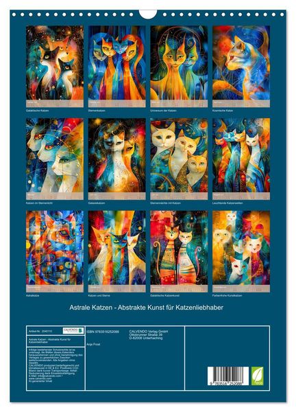 Produktbild: Astrale Katzen - Abstrakte Kunst f&uuml;r Katzenliebhaber (Wandkalender 2026 DIN A3 hoch), CALVENDO Monatskalender
