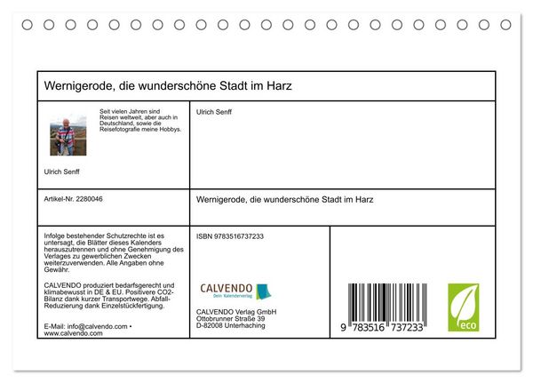 Produktbild: Wernigerode, die wundersch&ouml;ne Stadt im Harz (Tischkalender 2026 DIN A5 quer), CALVENDO Monatskalender
