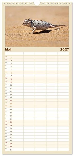 Produktbild: Familienplaner 2027 - Namibias faszinierende Tierwelt mit 5 Spalten (Wandkalender, 21 x 45 cm) CALVENDO