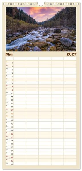 Produktbild: Familienplaner 2027 - Flusswelt Schweiz mit 5 Spalten (Wandkalender, 21 x 45 cm) CALVENDO