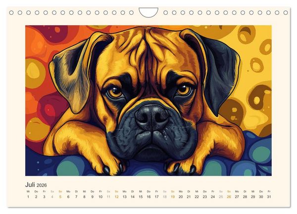 Produktbild: Bunte Boxer (Wandkalender 2026 DIN A4 quer), CALVENDO Monatskalender