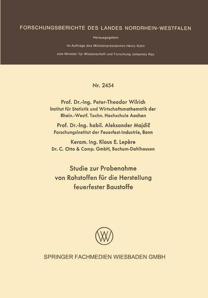 Produktbild: Studie zur Probenahme von Rohstoffen f&uuml;r die Herstellung feuerfester Baustoffe