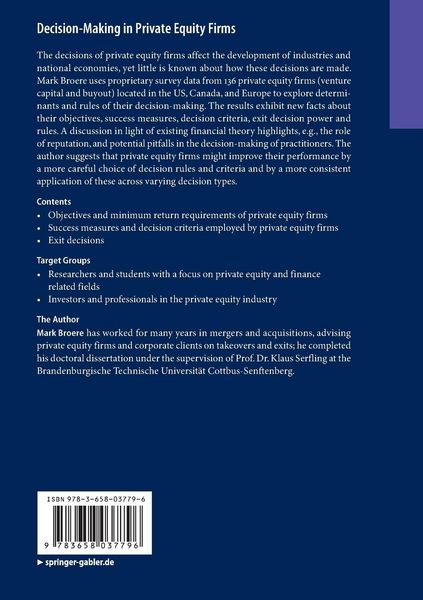 Produktbild: Decision-Making in Private Equity Firms