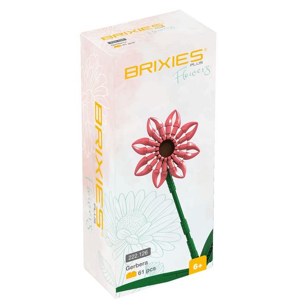 Produktbild: BRIXIES 222126 - Gerbera Lachs, 3D Konstruktionsbausatz, ca. 61 Teile