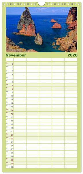 Produktbild: Familienplaner 2026 - Madeira und Porto Santo mit 5 Spalten (Wandkalender, 21 x 45 cm) CALVENDO