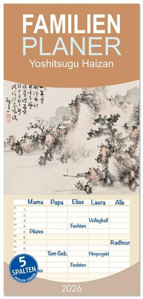 Produktbild: Familienplaner 2026 - Yoshitsugu Haizan mit 5 Spalten (Wandkalender, 21 x 45 cm) CALVENDO
