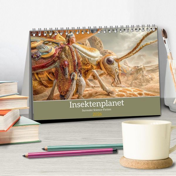 Produktbild: Insektenplanet - Surrealer Science-Fiction (Tischkalender 2026 DIN A5 quer), CALVENDO Monatskalender