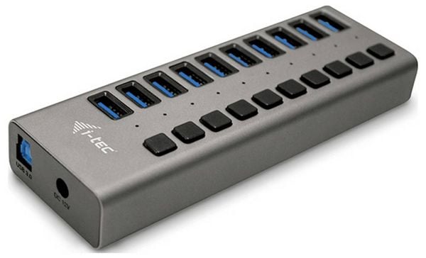 Produktbild: i-tec U3CHARGEHUB10 USB-Hub 10 Port USB-A USB 3.0 5 GBit/s Grau I-TEC USB 3.0 Charging HUB 10 Port