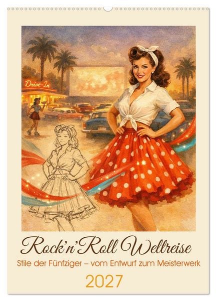 Produktbild: Rock'n'Roll Weltreise (Wandkalender 2027 DIN A2 hoch), CALVENDO Monatskalender