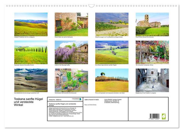 Produktbild: Toskana sanfte H&uuml;gel und versteckte Winkel (Wandkalender 2026 DIN A2 quer), CALVENDO Monatskalender