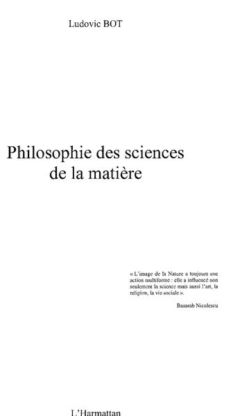 Produktbild: Philosophie des sciences de lamatiere