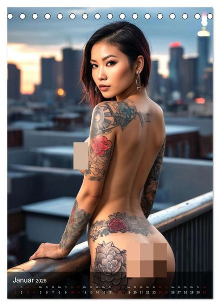 Produktbild: Tattoo Queens Asien (Tischkalender 2026 DIN A5 hoch), CALVENDO Monatskalender