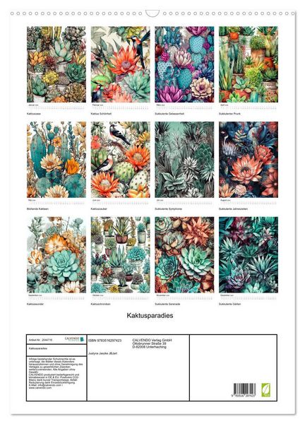 Produktbild: Kaktusparadies (Wandkalender 2026 DIN A2 hoch), CALVENDO Monatskalender