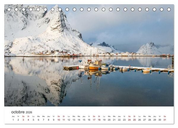 Produktbild: R&eacute;flexions dans les &icirc;les Lofoten (Calendrier de bureau 2026 DIN A5 vertical), CALVENDO calendrier mensuel