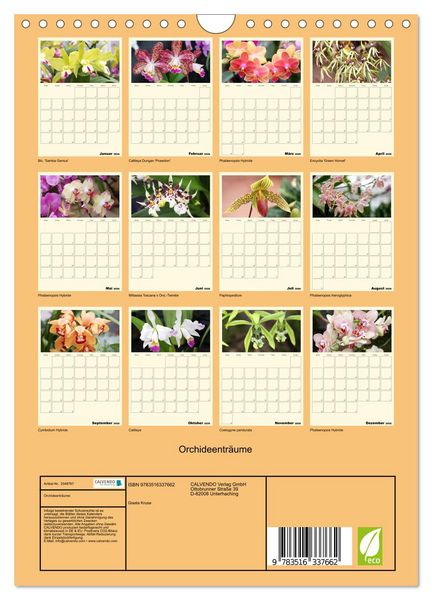 Produktbild: Orchideentr&auml;ume (Wandkalender 2026 DIN A4 hoch), CALVENDO Monatskalender