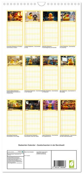 Produktbild: Familienplaner 2026 - Badeenten Kalender - Quietscheenten in der Berufswelt mit 5 Spalten (Wandkalender, 21 x 45 cm) CALVENDO