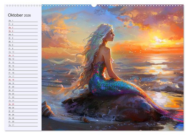 Produktbild: Meerjungfrauen. Zauberhafte Nixen-Paintings (hochwertiger Premium Wandkalender 2026 DIN A2 quer), Kunstdruck in Hochglanz