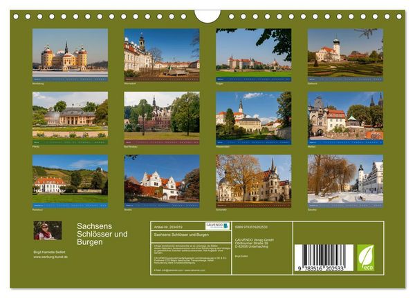Produktbild: Sachsens Schl&ouml;sser und Burgen (Wandkalender 2026 DIN A4 quer), CALVENDO Monatskalender