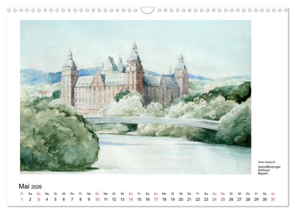 Produktbild: Pinselspuren einer Deutschlandreise - 12 Aquarelle von Dieter Klapproth (Wandkalender 2026 DIN A3 quer), CALVENDO Monatskalender