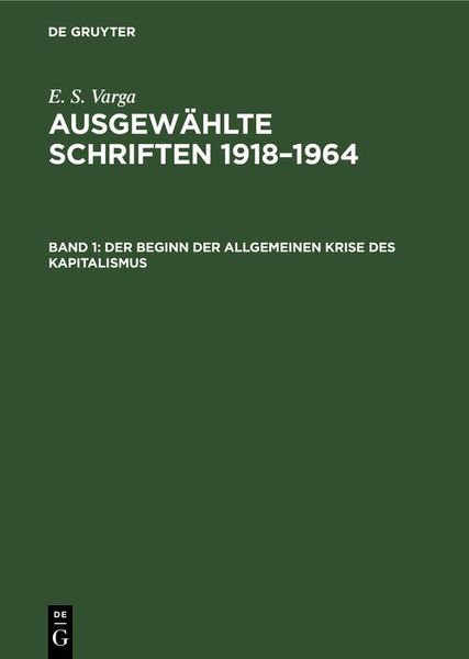 Produktbild: Der Beginn der allgemeinen Krise des Kapitalismus