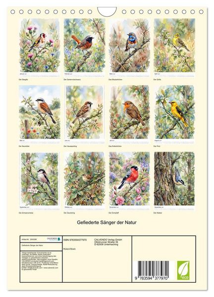 Produktbild: Gefiederte S&auml;nger der Natur (Wandkalender 2027 DIN A4 hoch), CALVENDO Monatskalender