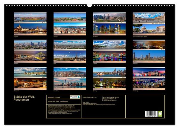 Produktbild: St&auml;dte der Welt, Panoramen (Wandkalender 2026 DIN A2 quer), CALVENDO Monatskalender