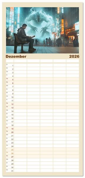 Produktbild: Familienplaner 2026 - Lesen ist eine Reise durch Zeit und Raum mit 5 Spalten (Wandkalender, 21 x 45 cm) CALVENDO