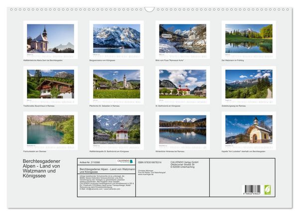 Produktbild: Berchtesgadener Alpen - Land von Watzmann und K&ouml;nigssee (Wandkalender 2026 DIN A2 quer), CALVENDO Monatskalender